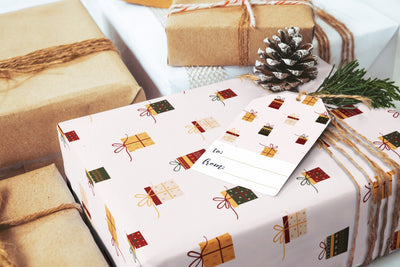 Christmas Wrapping Paper, Gift wrap sheets featuring a fun unique festive design perfect for gift giving, Easily add gift tags