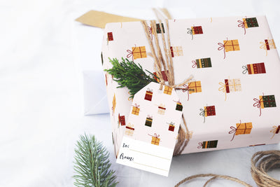 Christmas Wrapping Paper, Gift wrap sheets featuring a fun unique festive design perfect for gift giving, Easily add gift tags