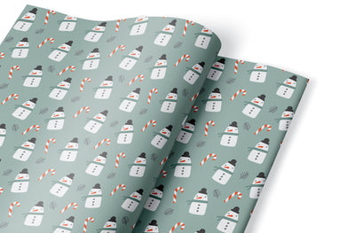 Wrapping paper, Boho holiday pattern, Xmas gift wrap sheets, Snowman Christmas wrap, Snowman paper rolls for corporate gifts, wps0137