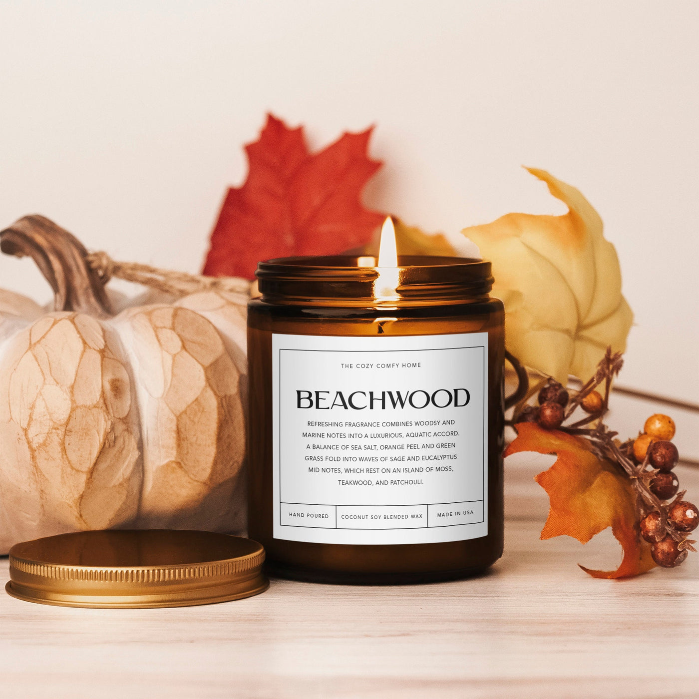 Beachwood hand poured candle, Scented Candle, Coconut soy wax candle, Candle gift for her, Gift For mom, Vegan candle, Gift for Sister