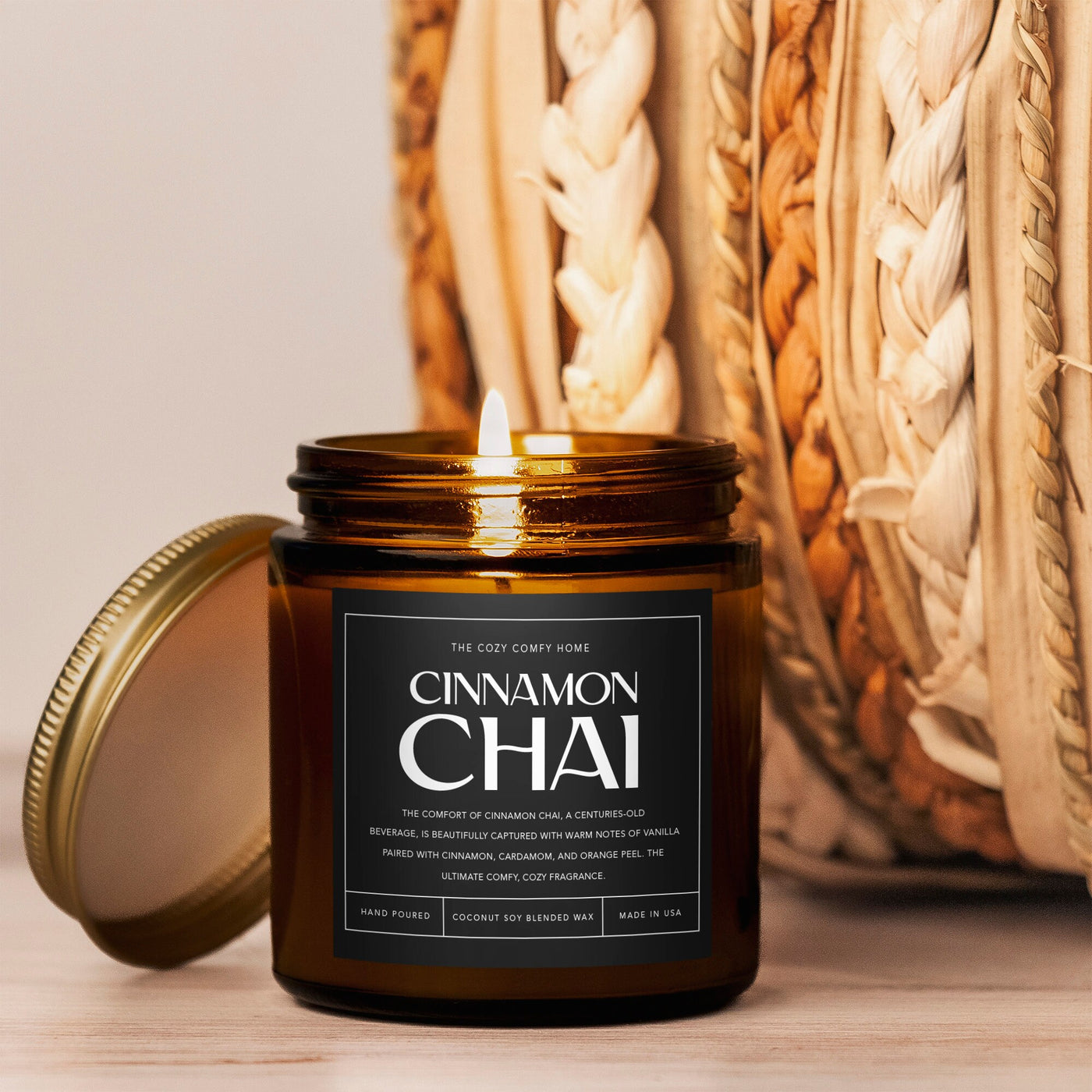 Cinnamon chai hand poured candle, Scented Candle, Coconut soy wax candle, Vegan candle, Gift for her, Gift For mom, Gift for Sister