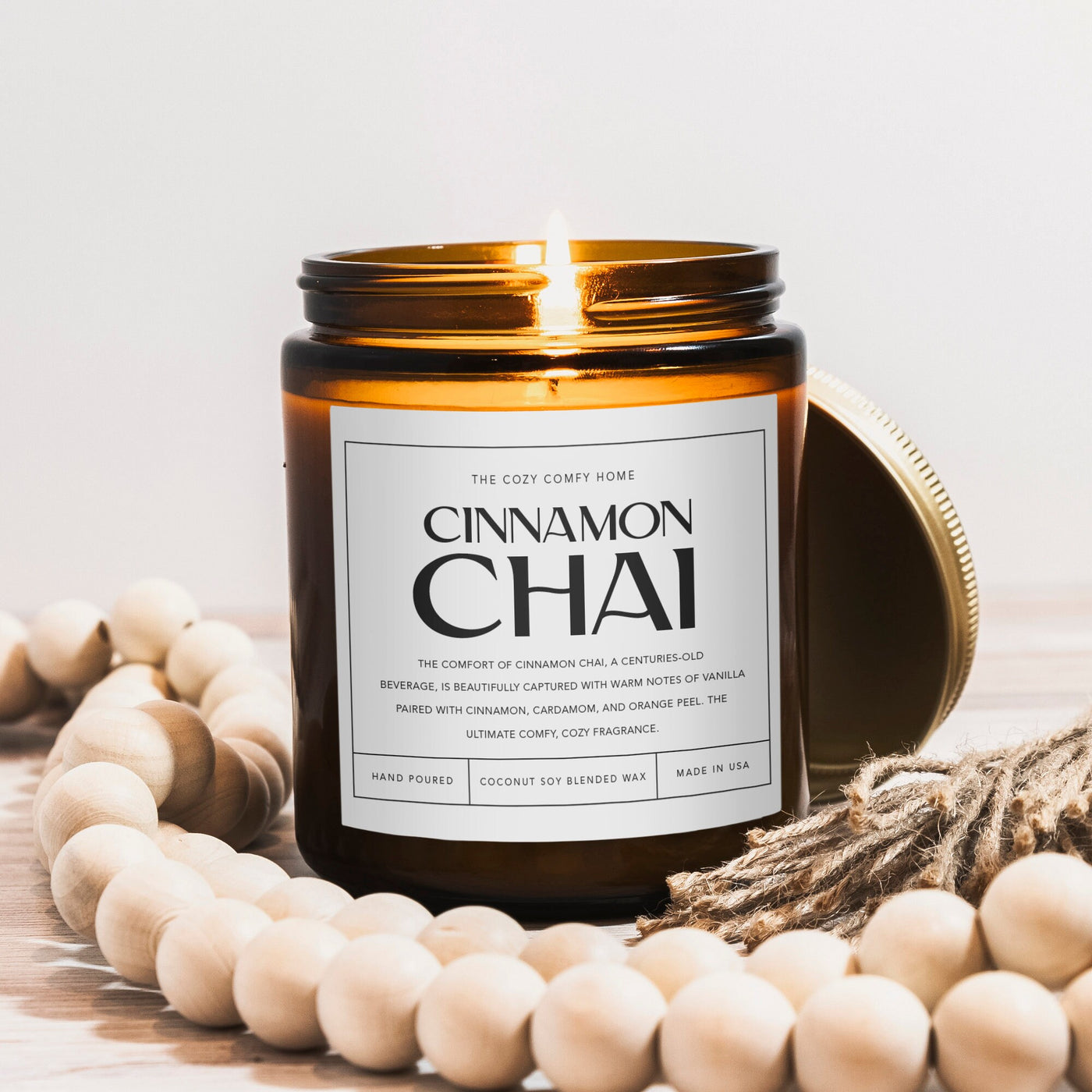 Cinnamon chai hand poured candle, Scented Candle, Coconut soy wax candle, Vegan candle, Gift for her, Gift For mom, Gift for Sister