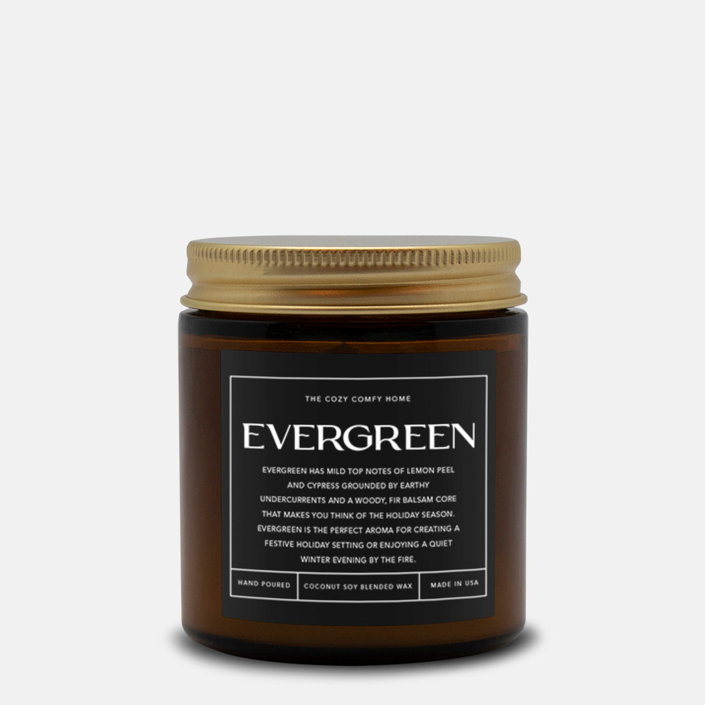 Evergreen holiday hand poured candle, Scented Candle, Coconut soy wax candle, Vegan candle, Gift for her, Gift For mom, Gift for Sister