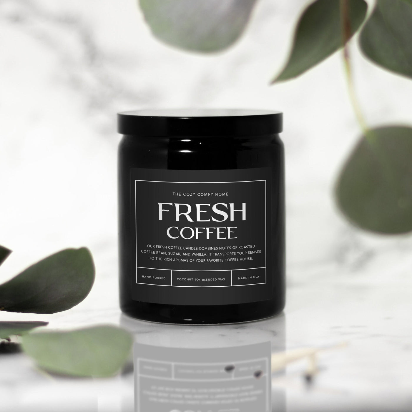 Fresh Coffee hand poured candle, Scented Nontoxic Vegan Candle, 8 oz coconut soy wax tin candle, Black or White Ceramic Candle, Jar Candle