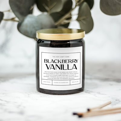 Blackberry Vanilla hand poured candle, Scented Nontoxic Candle, 8 oz coconut soy wax candle, Black or White ceramic jar, Wholesale Available