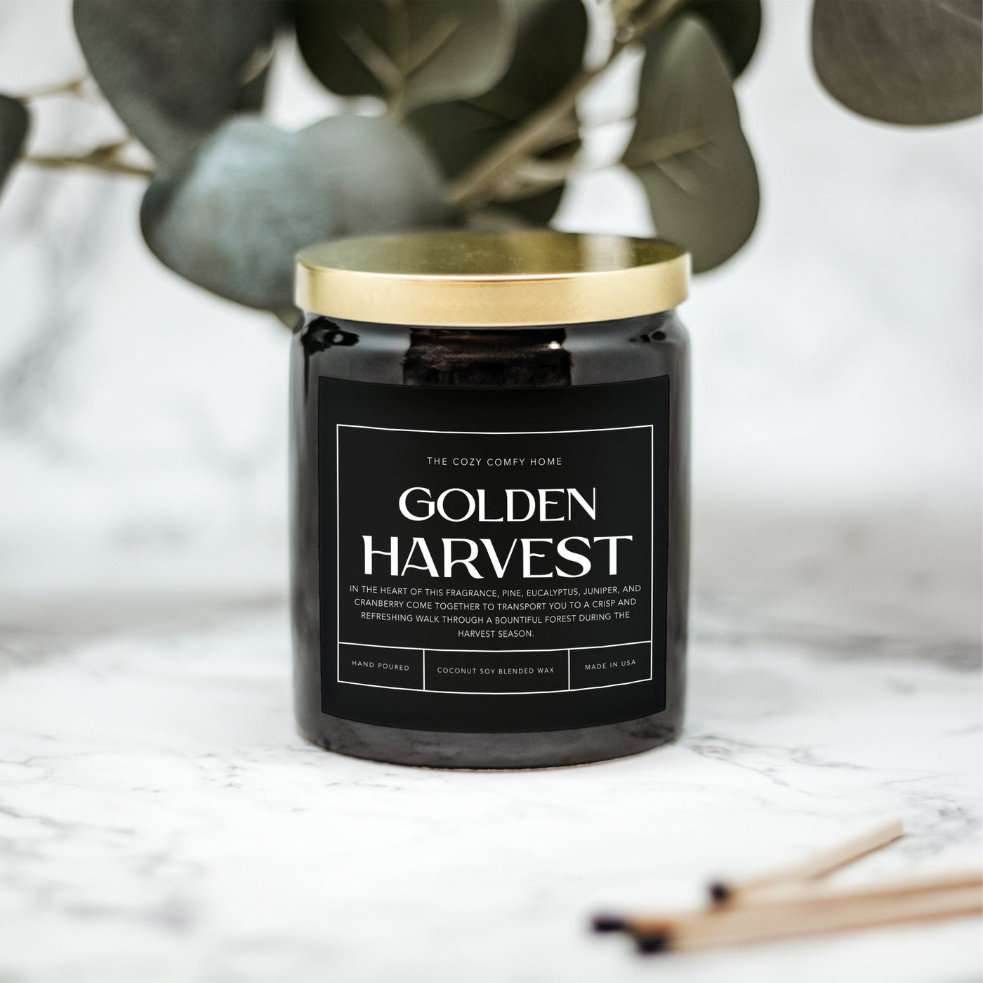 Golden Harvest hand poured candle, Scented Nontoxic Candle, 8 oz coconut soy wax candle, Black or White ceramic jar, Wholesale Available