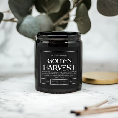 Golden Harvest hand poured candle, Scented Nontoxic Candle, 8 oz coconut soy wax candle, Black or White ceramic jar, Wholesale Available