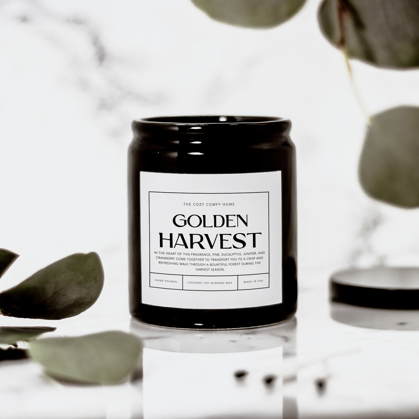 Golden Harvest hand poured candle, Scented Nontoxic Candle, 8 oz coconut soy wax candle, Black or White ceramic jar, Wholesale Available