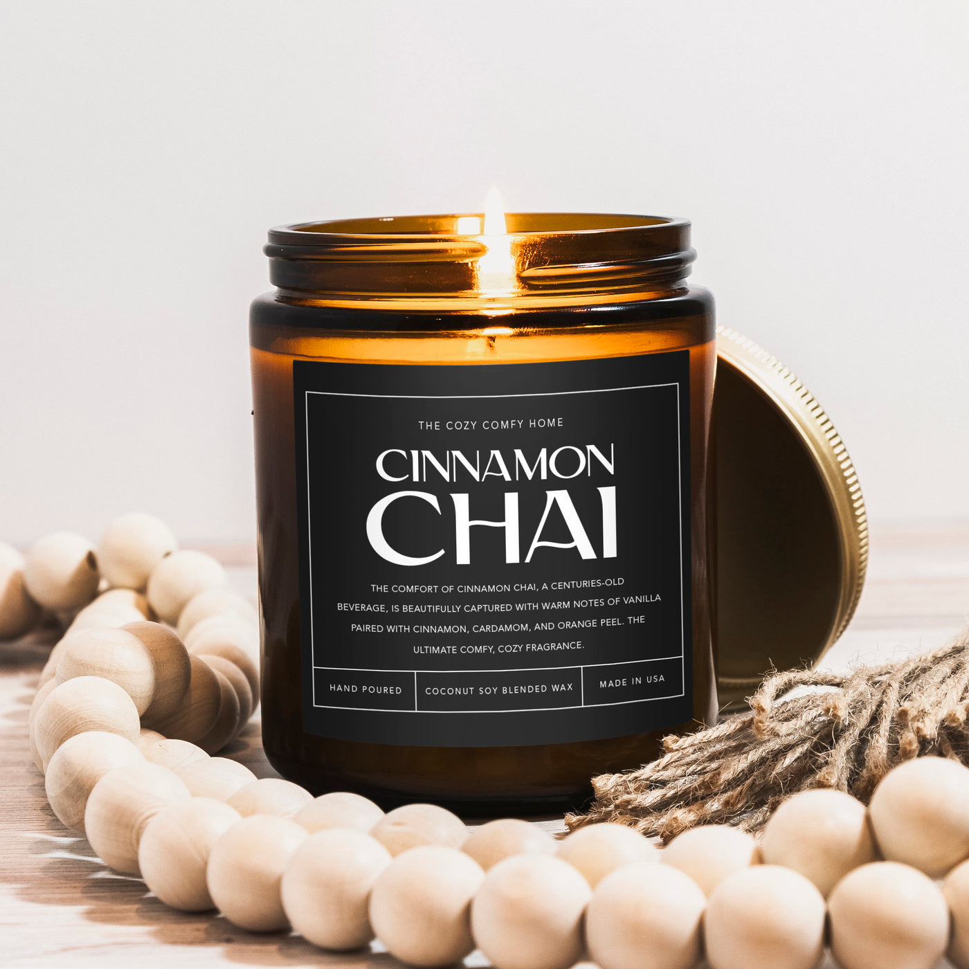 Cinnamon chai hand poured candle, Scented Candle, Coconut soy wax candle, Vegan candle, Gift for her, Gift For mom, Gift for Sister