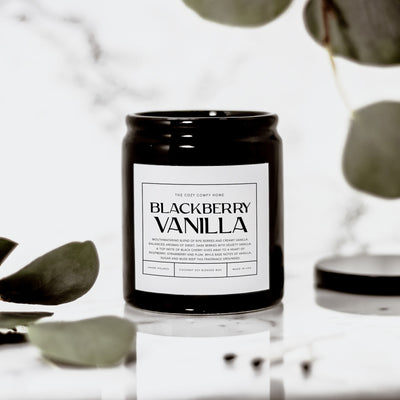 Blackberry Vanilla hand poured candle, Scented Nontoxic Candle, 8 oz coconut soy wax candle, Black or White ceramic jar, Wholesale Available