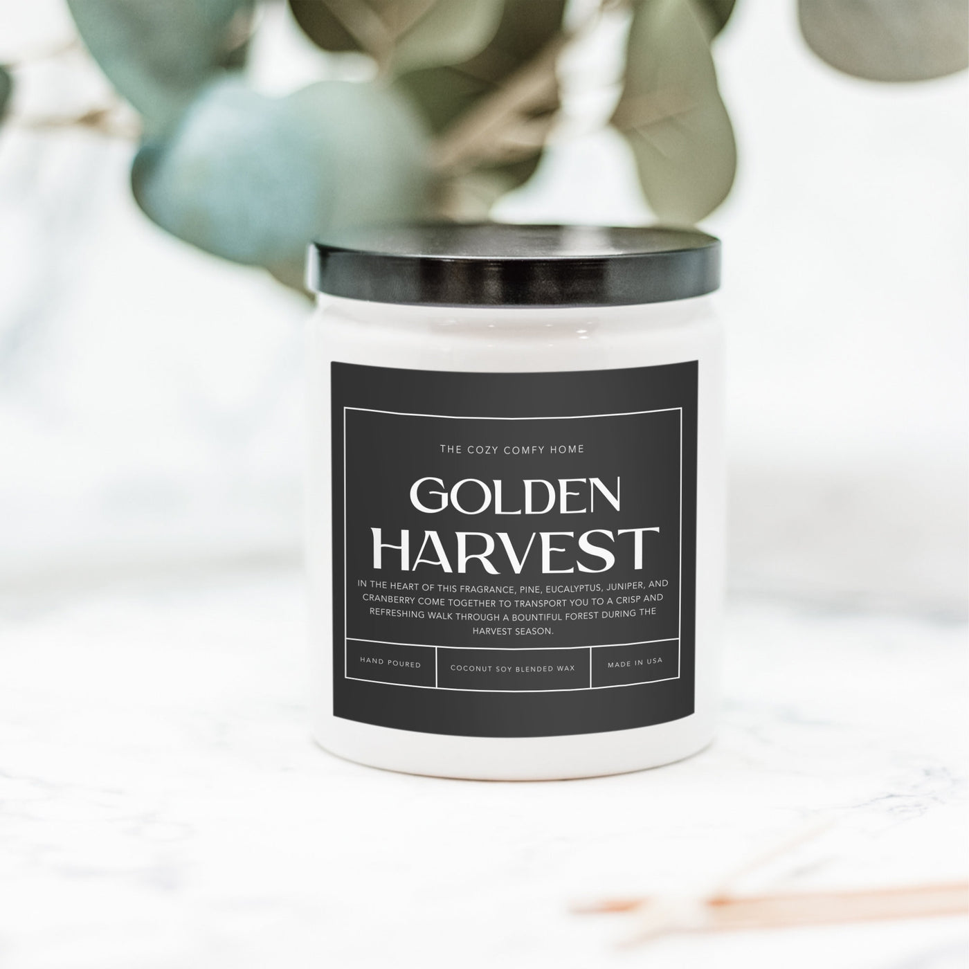 Golden Harvest hand poured candle, Scented Nontoxic Candle, 8 oz coconut soy wax candle, Black or White ceramic jar, Wholesale Available
