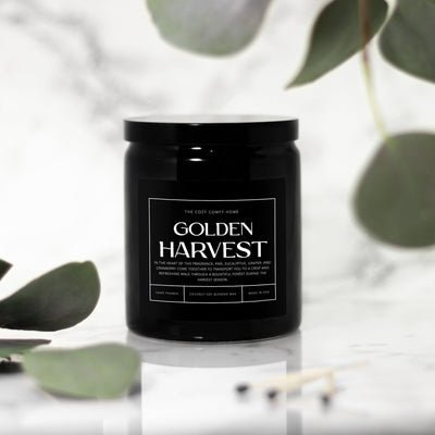 Golden Harvest hand poured candle, Scented Nontoxic Candle, 8 oz coconut soy wax candle, Black or White ceramic jar, Wholesale Available